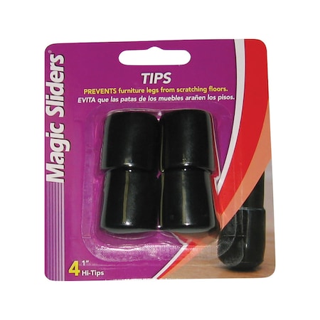 Magic Sliders Magic Sliders Vinyl Leg Tip Black Round 1 in. W 4 pk 97488